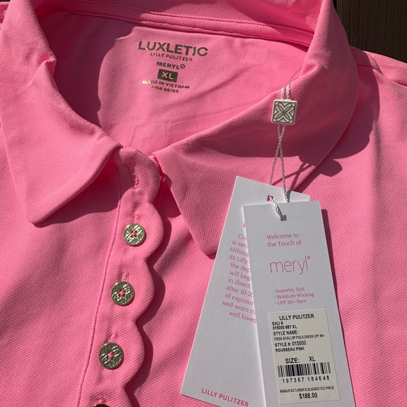 🆕 Lilly Pulitzer Frida Scallop Polo Dress UPF 50+ Rousseau Pink With Shorts - Picture 7 of 10